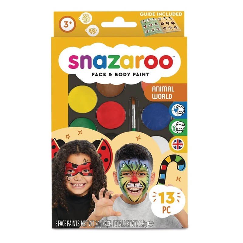 Set de pictură pentru față Snazaroo, pentru băieți, model animale, 3 ani+ - Pictorul Fericit