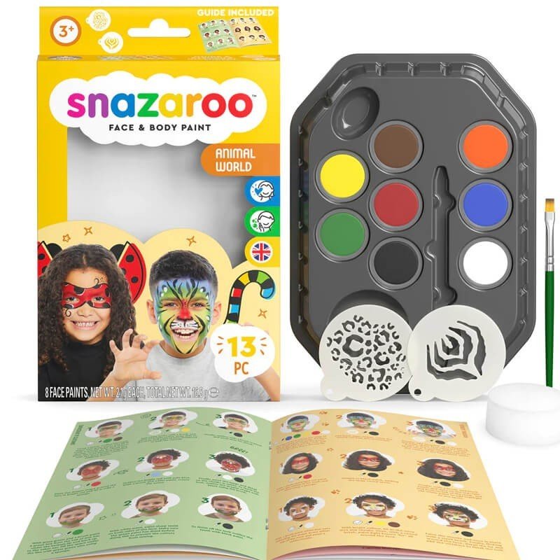 Set de pictură pentru față Snazaroo, pentru băieți, model animale, 3 ani+ - Pictorul Fericit
