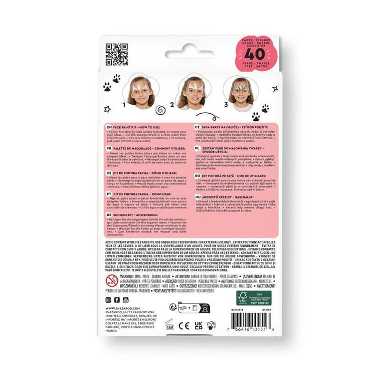 Set de pictură pentru față Snazaroo, pentru fete, model unicorn și fluture, 3 ani+ - Pictorul Fericit