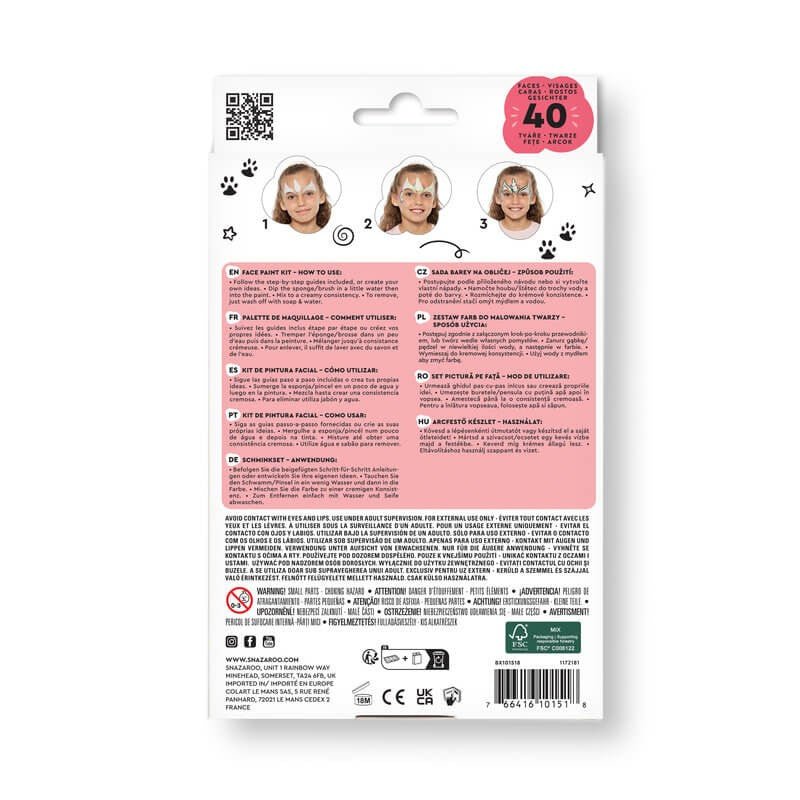 Set de pictură pentru față Snazaroo, pentru fete, model unicorn și fluture, 3 ani+ - Pictorul Fericit