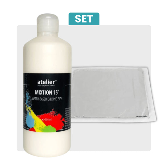 Set poleire - 500 bucăți foiță de argint +500 ml mixtion Atelier - Pictorul Fericit