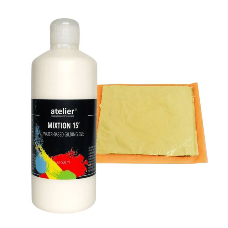 Set poleire - 500 bucăți foiță de aur Schlagmetal+500 ml mixtion Atelier - Pictorul Fericit