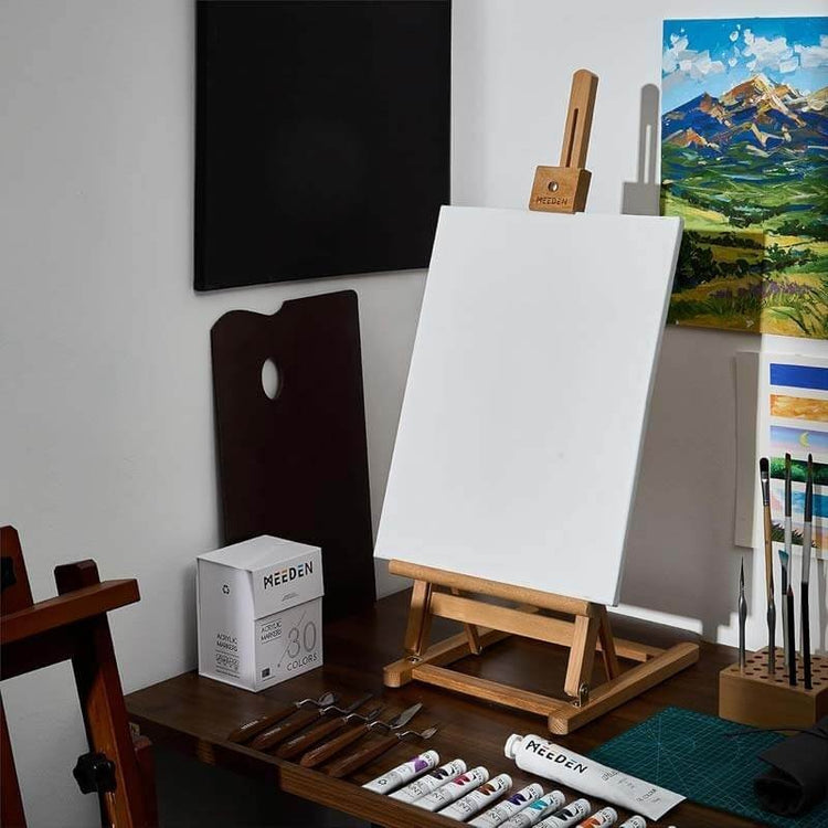 Șevalet de masă lemn de fag premium, bază H, pliabil, culoare natur 32x29.5x74 cm, Meeden - Pictorul Fericit