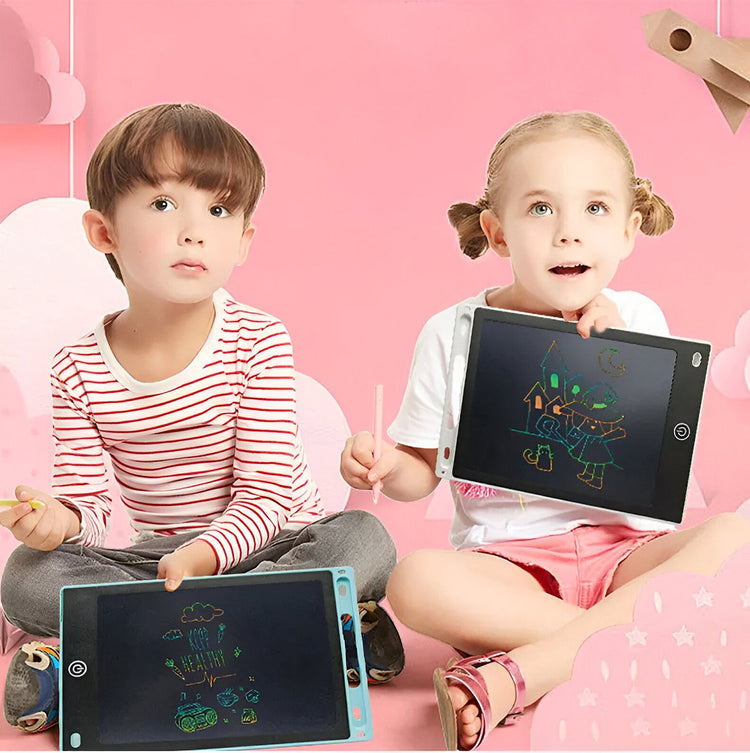 Tabletă LCD de desen pentru copii, ecran 10 inch, stilou inclus, roz/albastru, 26 cm - Pictorul Fericit