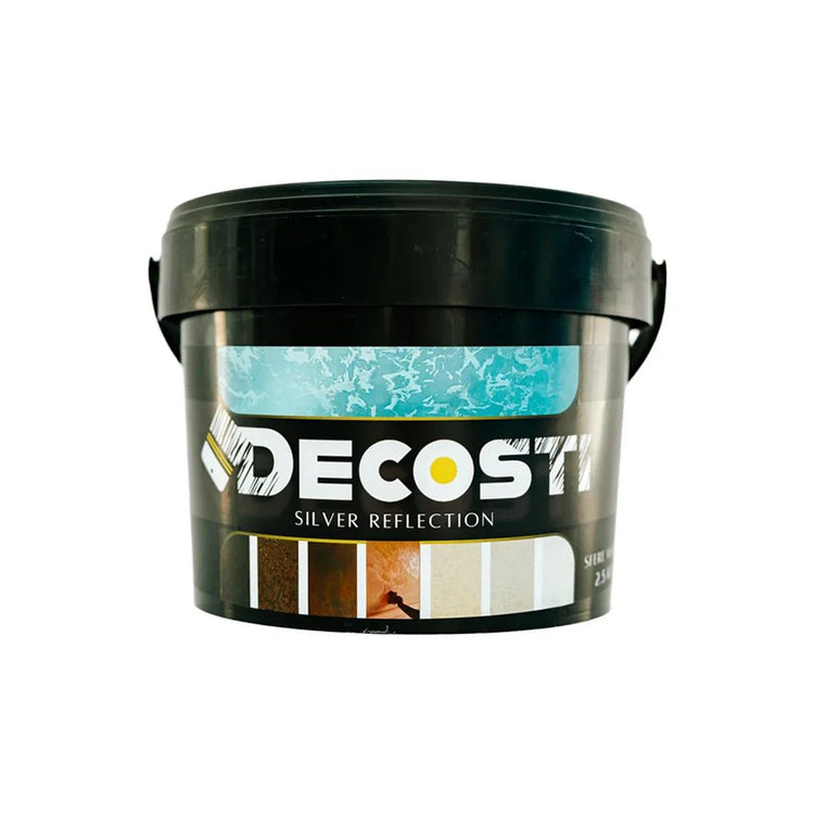 Vopsea decorativă interior Decosti, pensulată cu efect sidefat, Silver reflection (1L, 3L) - Pictorul Fericit