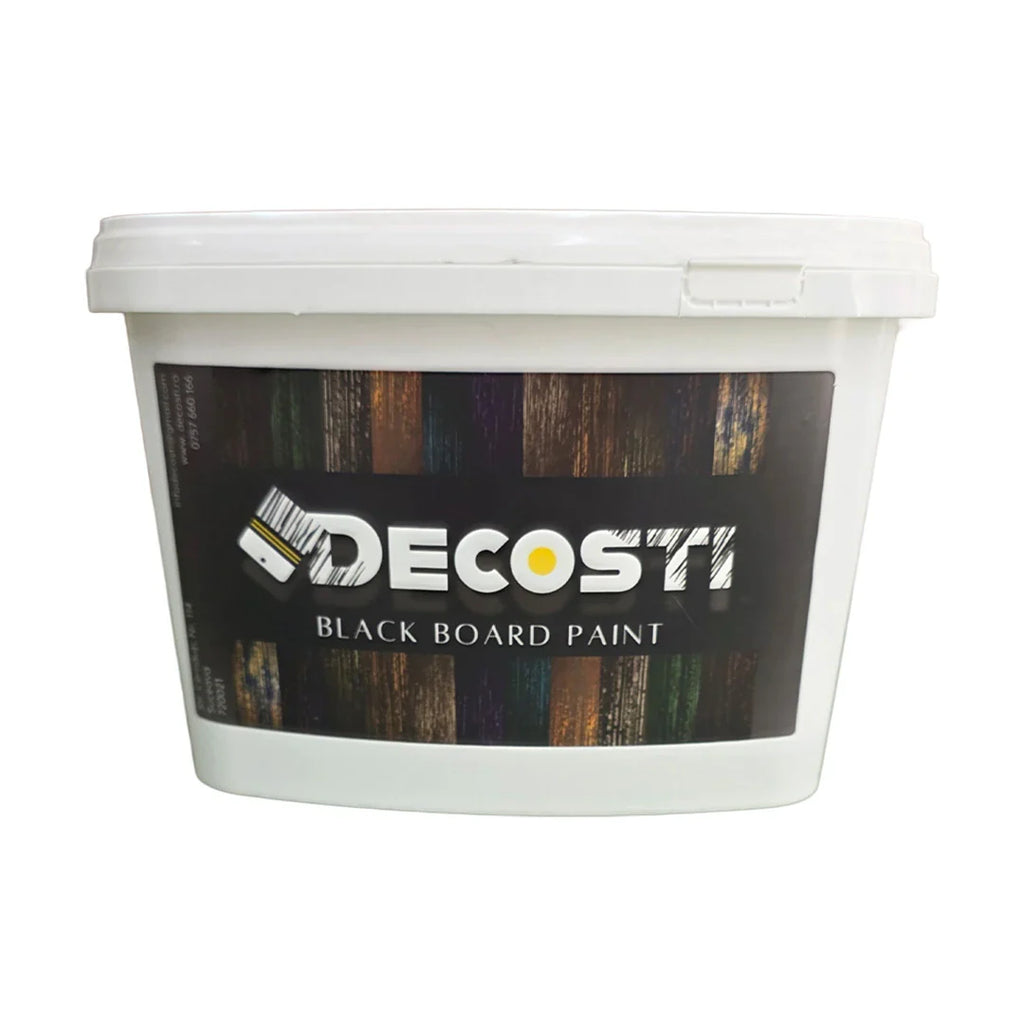 Vopsea neagră, mată, ultralavabilă Decosti, pentru efect de tablă (1 Kg, 3 Kg)