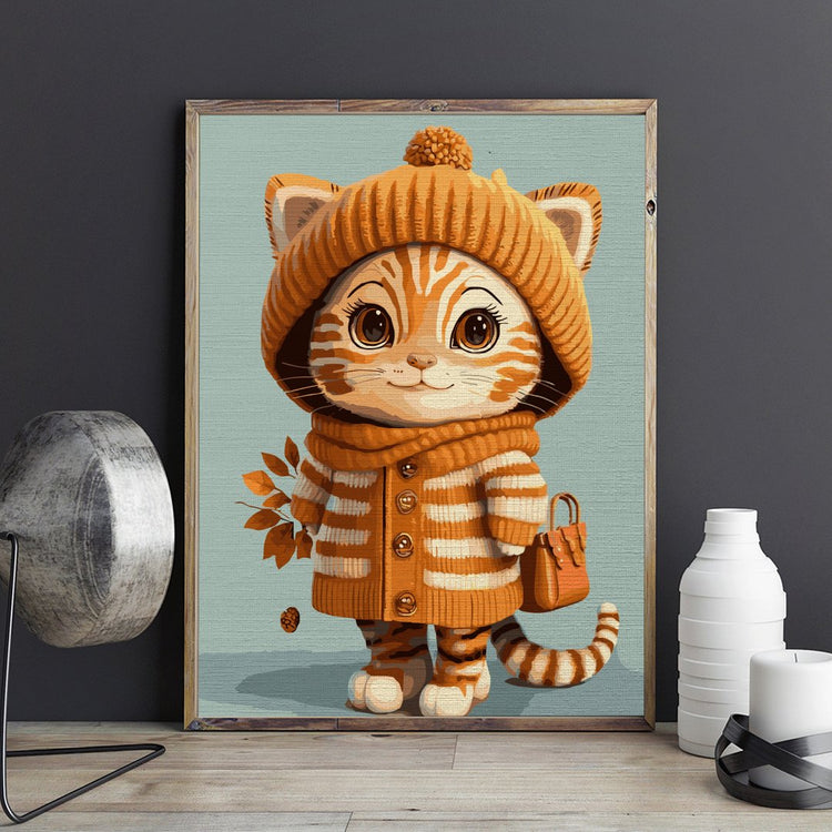 Autumn cat - Pictură pe numere - Pictorul Fericit