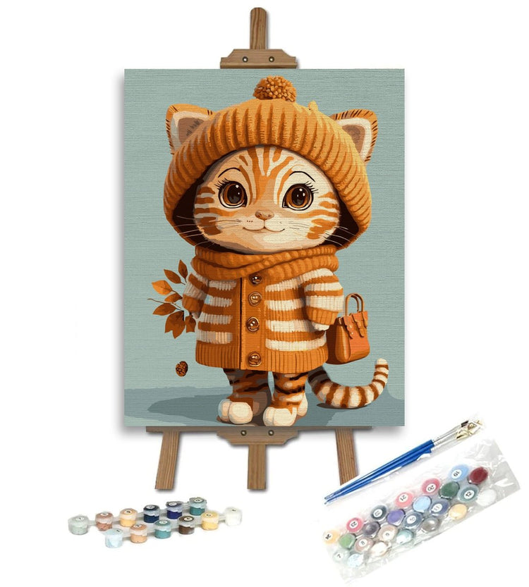 Autumn cat - Pictură pe numere - Pictorul Fericit