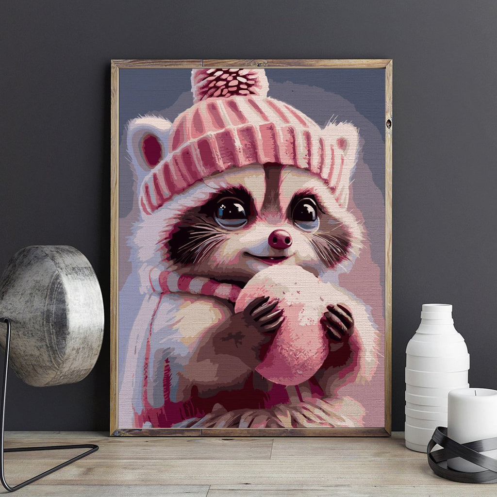 Baby raccoon - Pictură pe numere - Pictorul Fericit