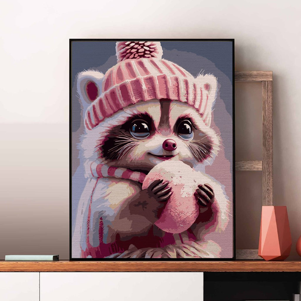 Baby raccoon - Pictură pe numere - Pictorul Fericit