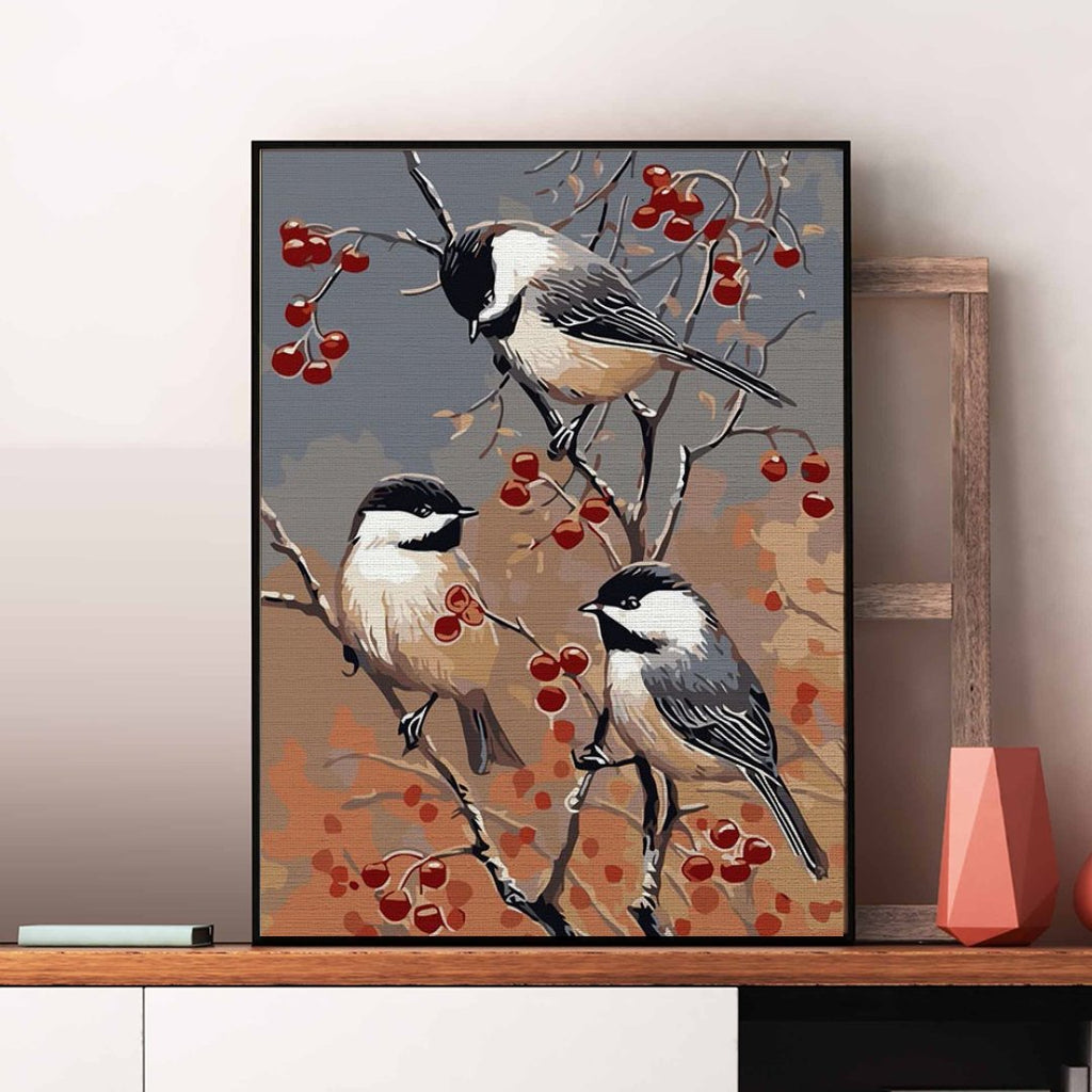 Birds on tree - Pictură pe numere - Pictorul Fericit