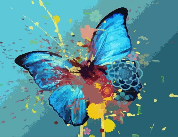 Blue Butterfly - Pictură pe numere - Pictorul Fericit