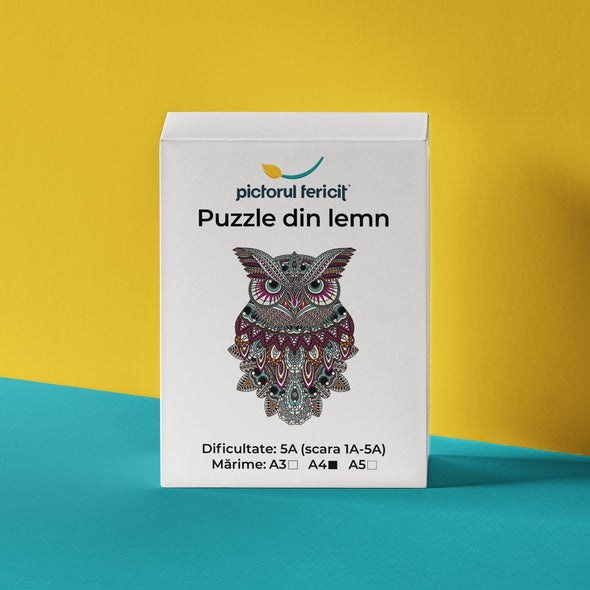 Bufnița măiastră - Puzzle din lemn - Pictorul Fericit