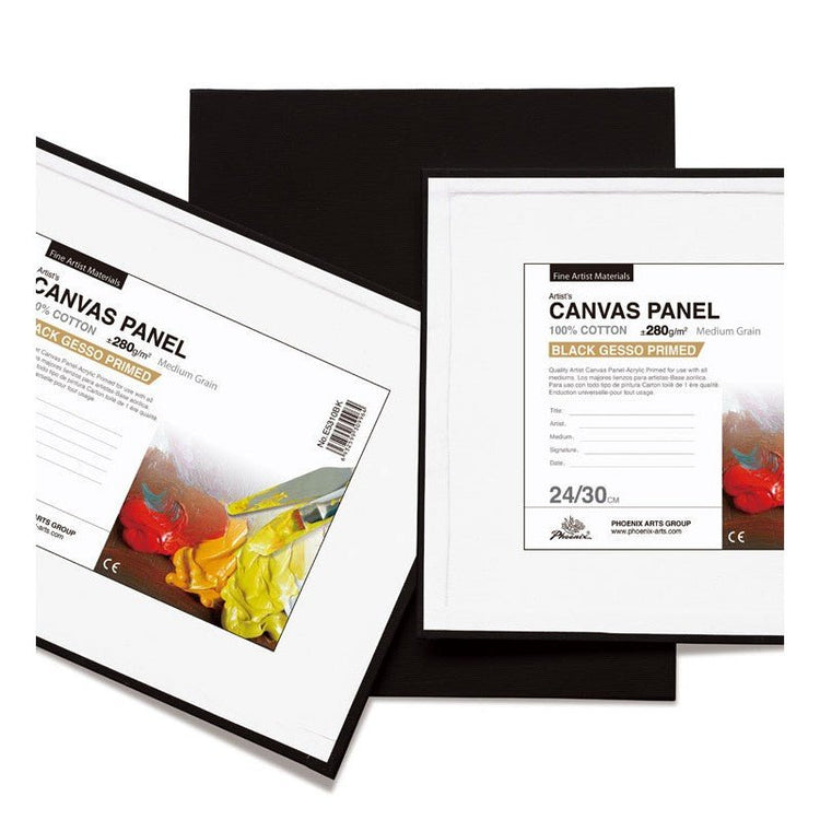 Carton pânzat negru, 3 mm, pânză 100% bumbac, textură medie, 30x40 cm, 40x50 cm Phoenix - Pictorul Fericit