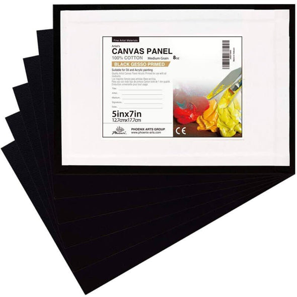 Carton pânzat negru, 3 mm, pânză 100% bumbac, textură medie, 30x40 cm, 40x50 cm Phoenix - Pictorul Fericit