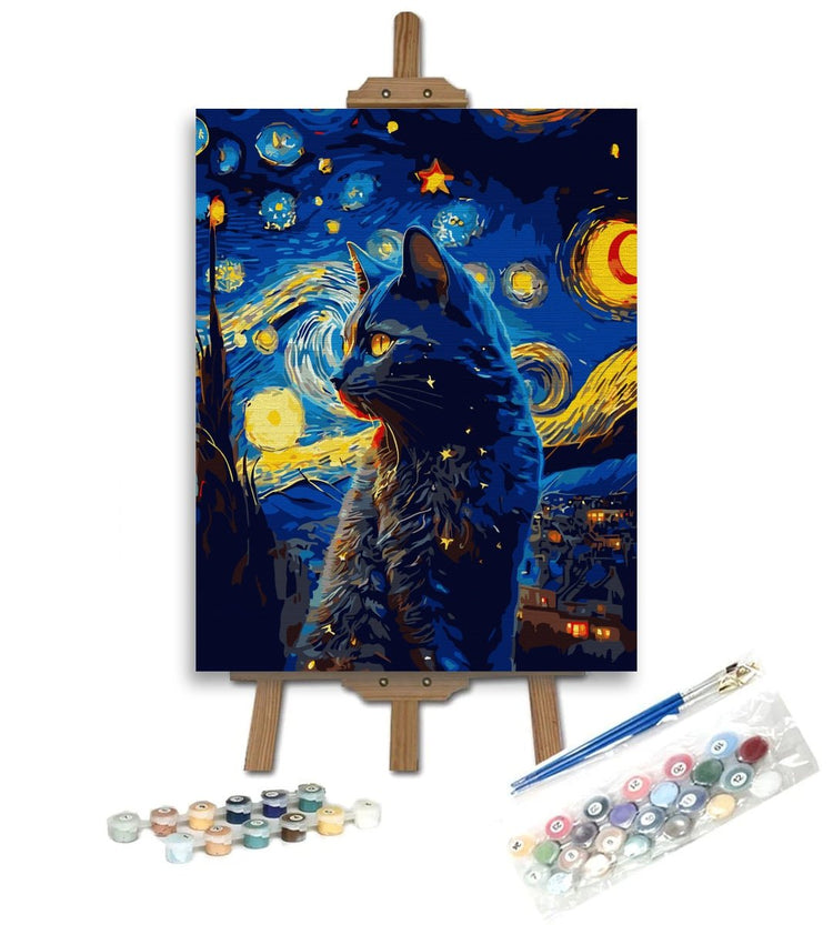 Cat staring - Pictură pe numere - Pictorul Fericit