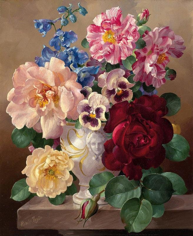 Classic Vase of Flowers - Pictură pe numere - Pictorul Fericit