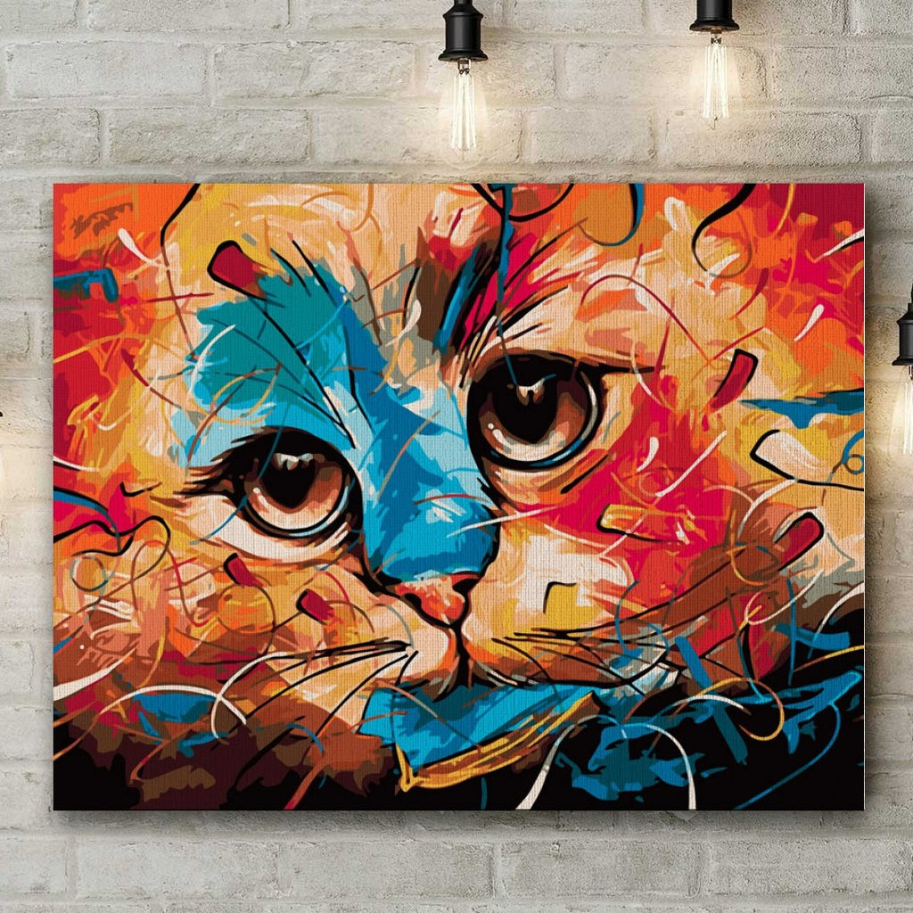Coloured cat - Pictură pe numere - Pictorul Fericit