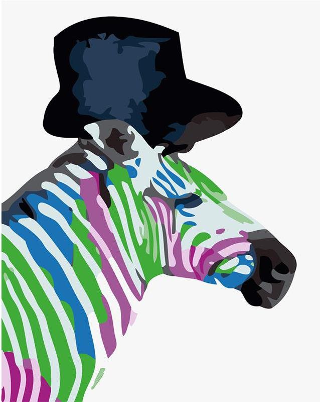Colourful Zebra - Pictură pe numere - Pictorul Fericit