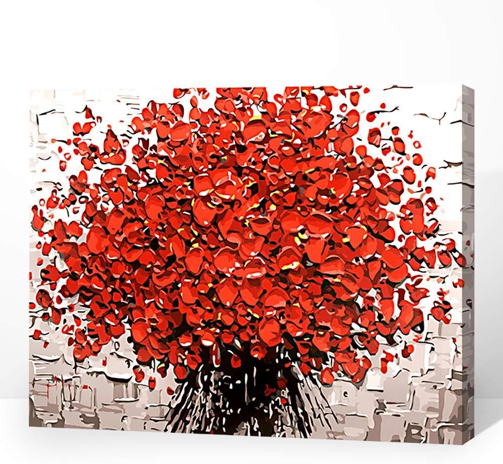 Coral Red Petals - Pictură pe numere - Pictorul Fericit