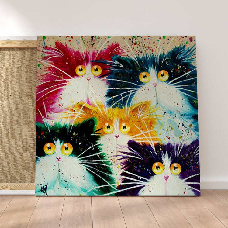 Curious Cats - Pictură pe numere - Pictorul Fericit