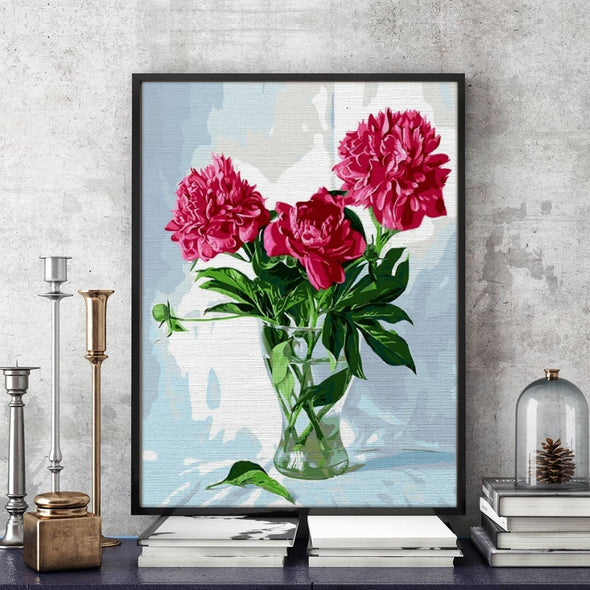 Delicate Pink Peonies - Pictură pe numere - Pictorul Fericit