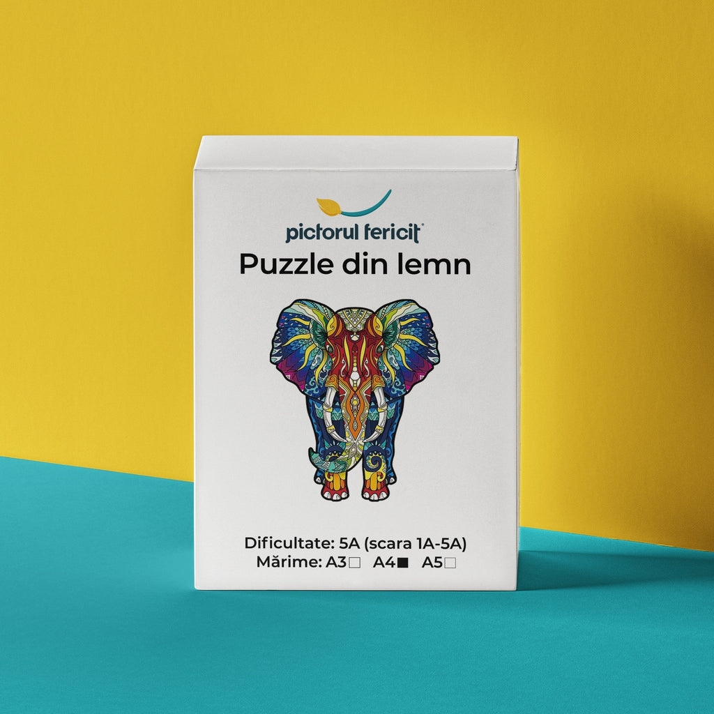 Elefantul Talisman - Puzzle Din Lemn