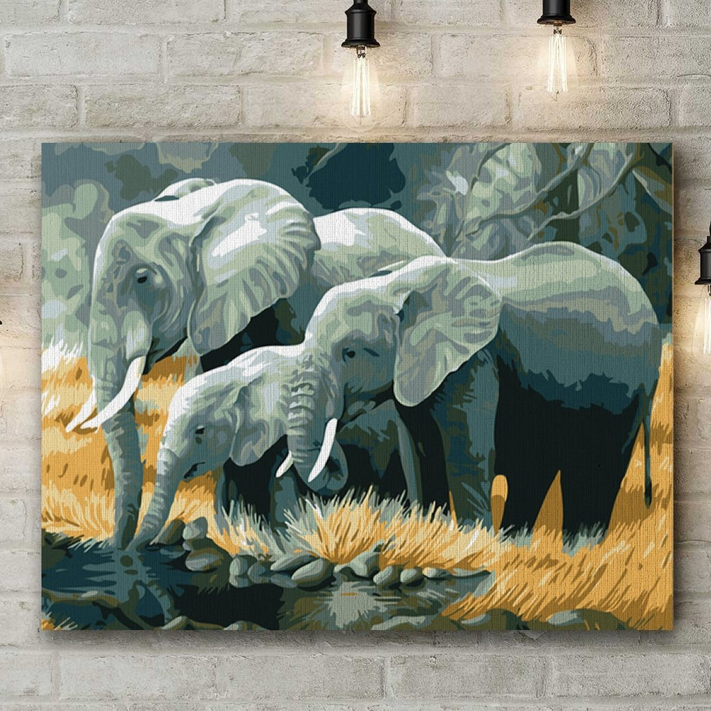 Elephant family - Pictură pe numere - Pictorul Fericit