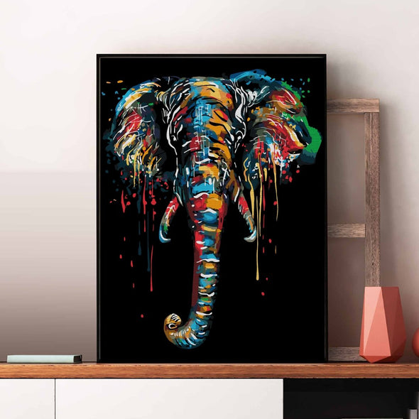 Elephant in colors - Pictură pe numere - Pictorul Fericit