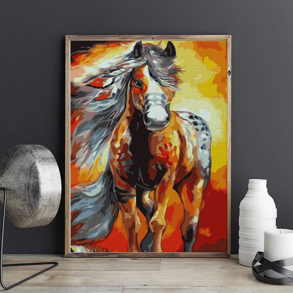 Flaming horse - Pictură pe numere - Pictorul Fericit