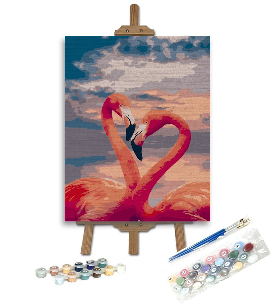 Flamingo Heart - Pictură pe numere - Pictorul Fericit - Pictorul Fericit