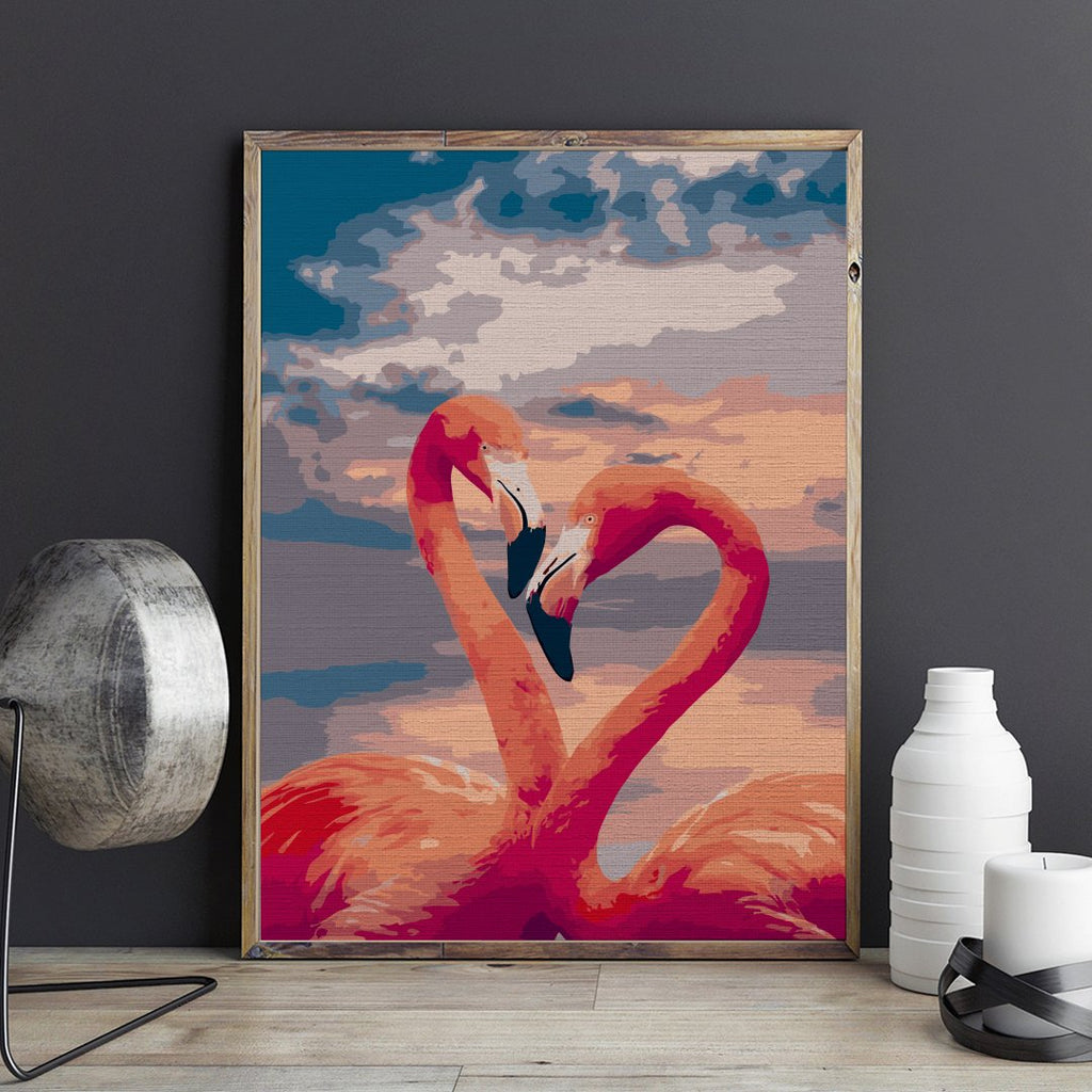 Flamingo Heart - Pictură pe numere - Pictorul Fericit - Pictorul Fericit