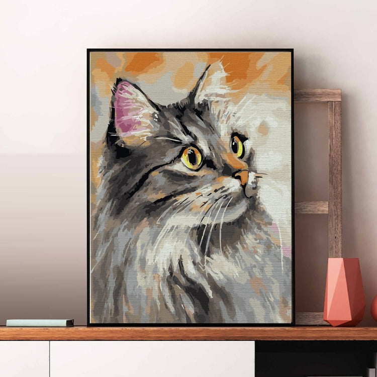 Fluffy cat - Pictură pe numere - Pictorul Fericit