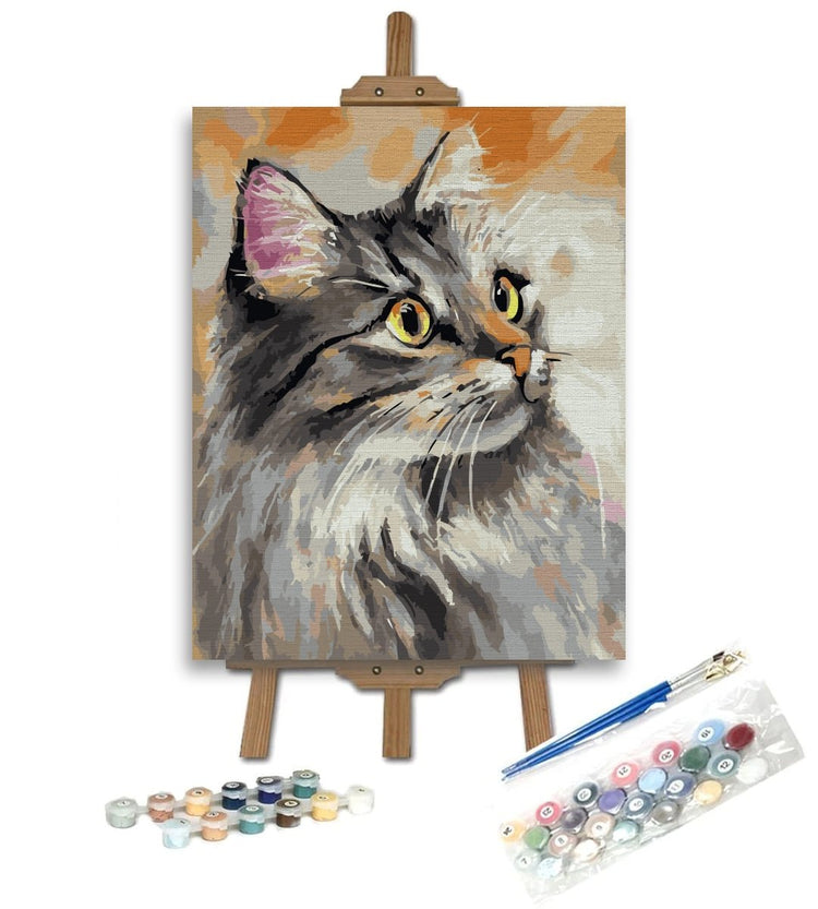 Fluffy cat - Pictură pe numere - Pictorul Fericit