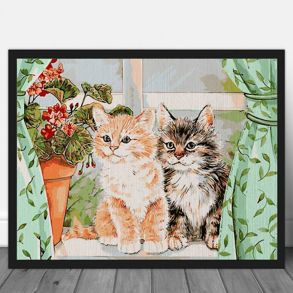 Fluffy Cats - Pictură pe numere - Pictorul Fericit