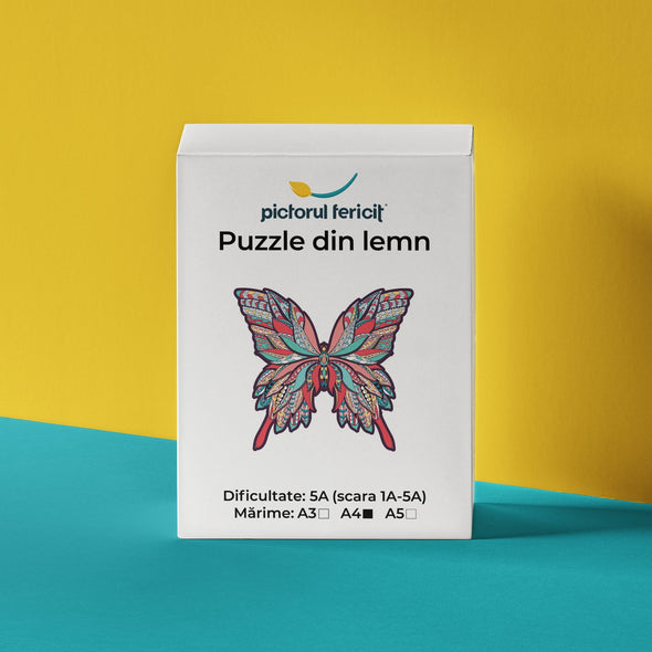Fluturele Multicolor - Puzzle din lemn - Pictorul Fericit