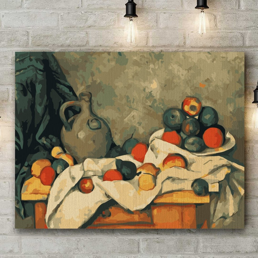 Fruits On Table (still Life With Jug And Drapery)- Pictura Pe Numere