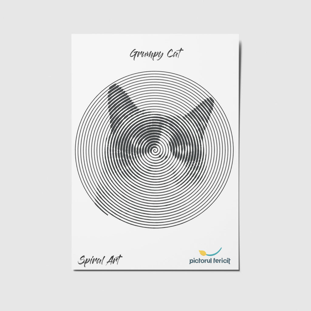 Grumpy Cat - Spiral Art - Pictorul Fericit