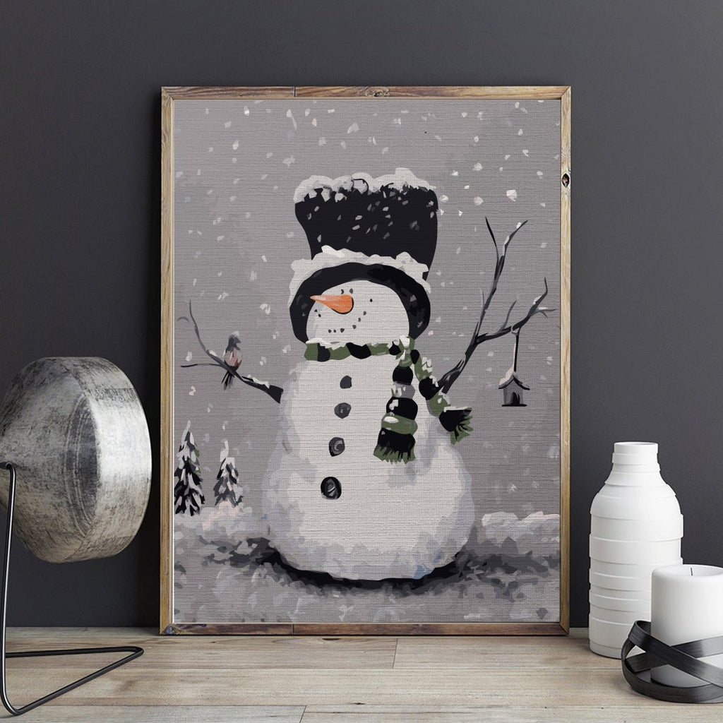 Happy Snowman - Pictura Pe Numere