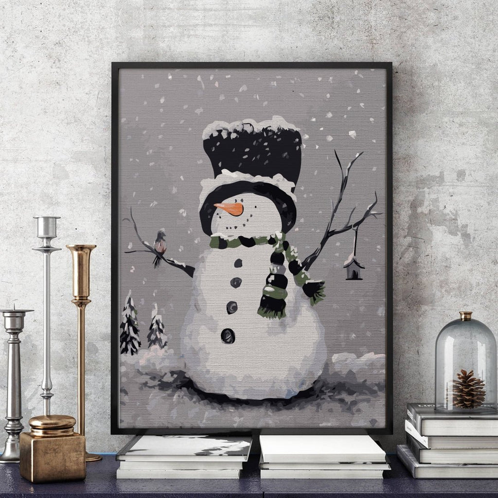 Happy snowman - Pictură pe numere - Pictorul Fericit