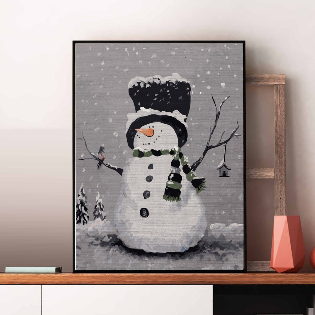 Happy snowman - Pictură pe numere - Pictorul Fericit