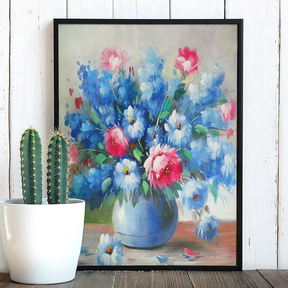 Intense Blue Flowers - Pictură pe numere - Pictorul Fericit
