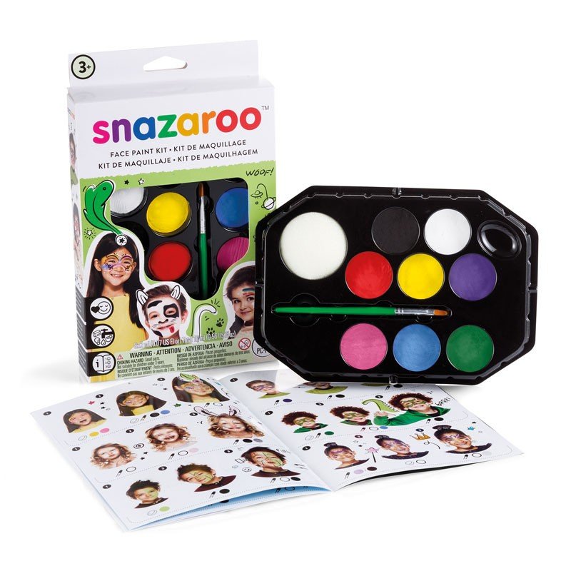 Kit pictură pe față, pentru băieți, 8 culori și pensulă, 3 ani+ Snazaroo - Pictorul Fericit