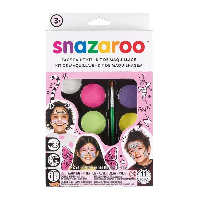 Kit pictură pe față, pentru fete, 8 culori și pensulă, 3 ani+ Snazaroo - Pictorul Fericit