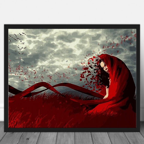 Lady in red - Pictură pe numere - Pictorul Fericit