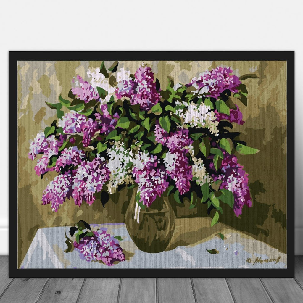 Lilacs in vase - Pictură pe numere - Pictorul Fericit