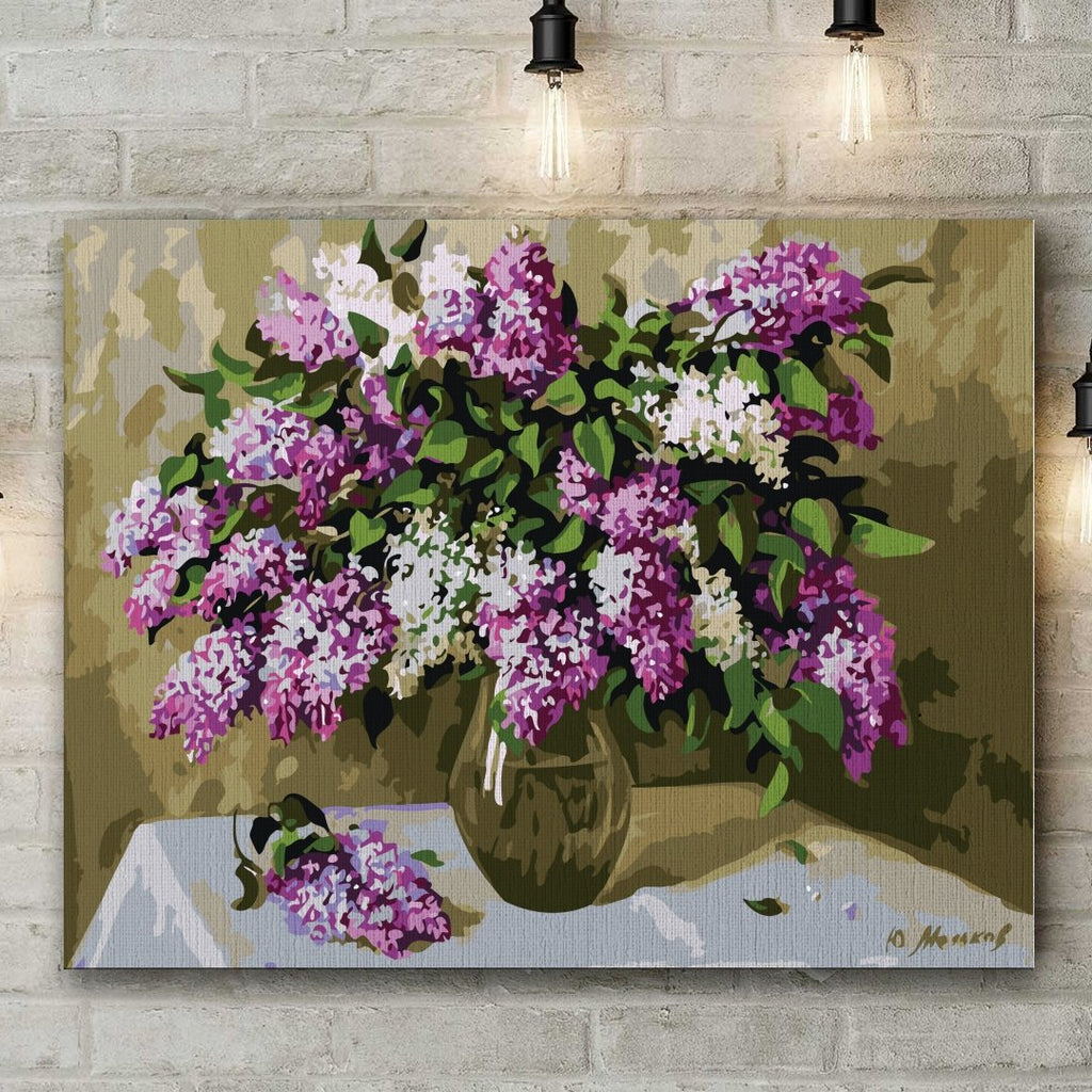 Lilacs in vase - Pictură pe numere - Pictorul Fericit