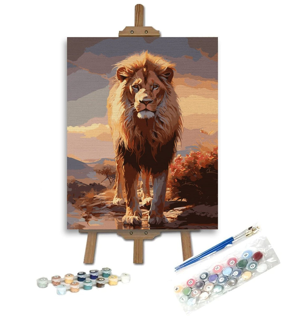 Lion watching - Pictură pe numere - Pictorul Fericit
