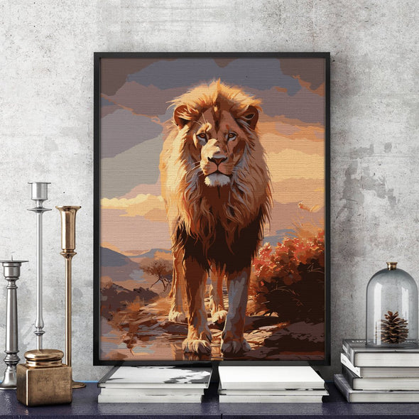 Lion watching - Pictură pe numere - Pictorul Fericit