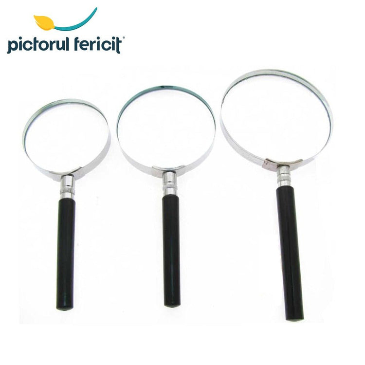 Lupă cu mâner detașabil, dimensiune 65 mm, 75 mm, 90 mm, mărire zoom x5 - Pictorul Fericit
